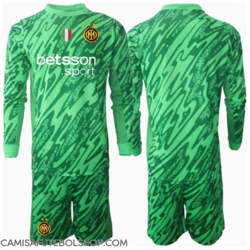 Camisa de time de futebol Inter Milan Goleiro Replicas 1º Equipamento Infantil 2024-25 Manga Comprida (+ Calças curtas)